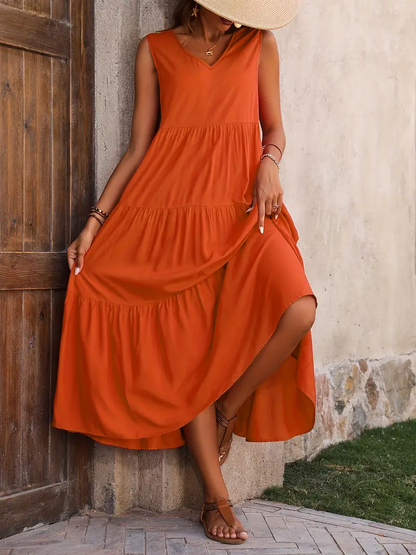 Lone - Vestido casual de corte holgado con dobladillo con volantes