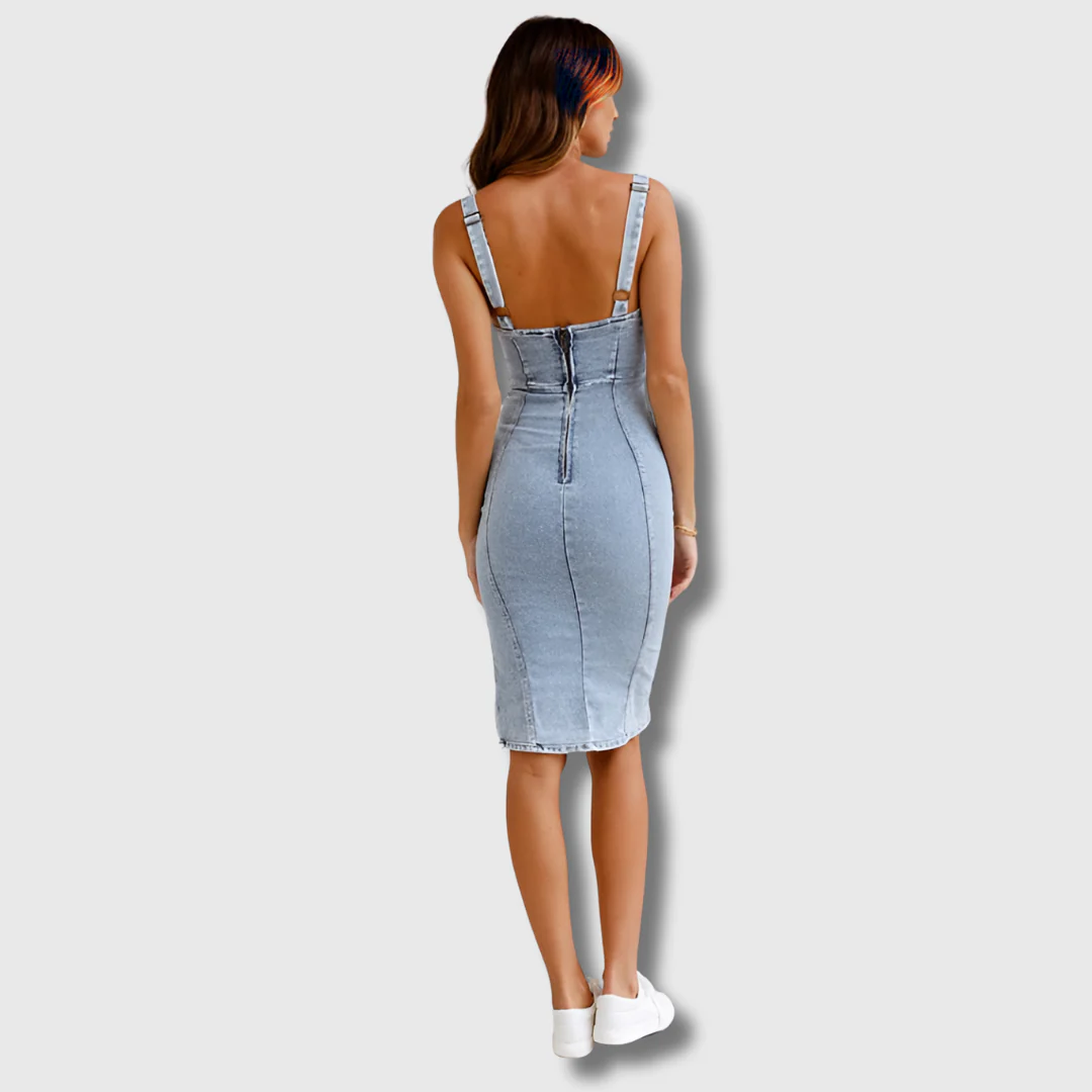 Hester - Vestido de mezclilla ajustado con cuello halter