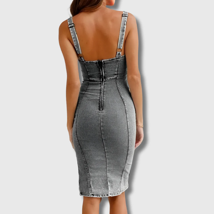 Hester - Vestido de mezclilla ajustado con cuello halter