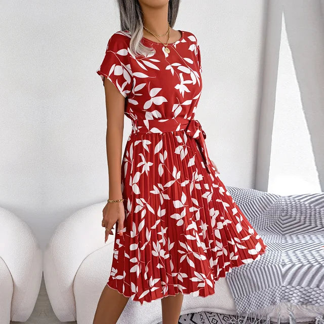 Alina | Vestido midi plisado floral