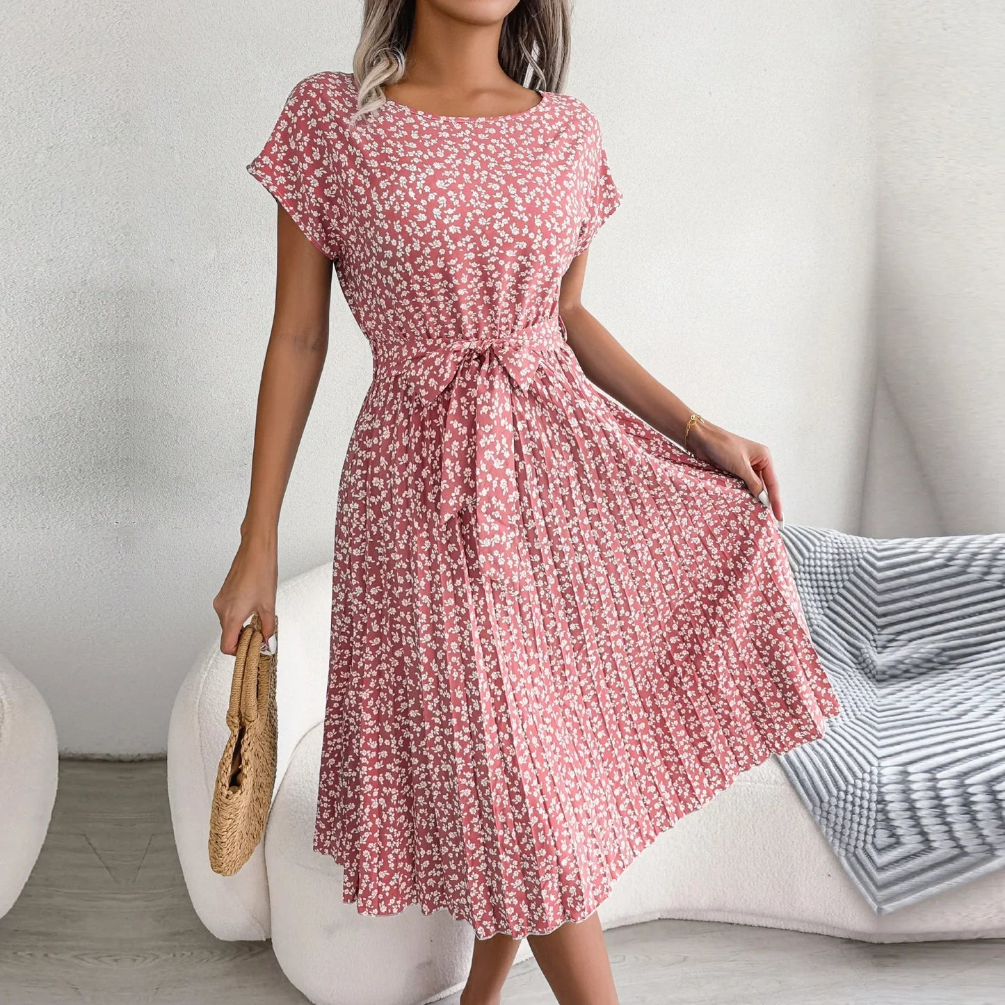 Alina | Vestido midi plisado floral