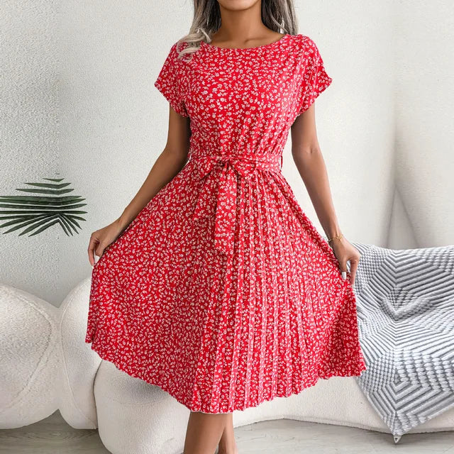Alina | Vestido midi plisado floral