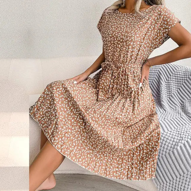 Alina | Vestido midi plisado floral