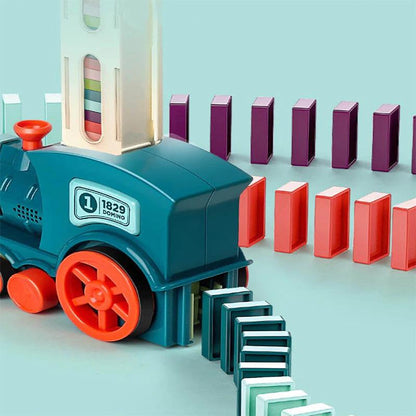 Set di giocattoli automatici con trenino domino in legno