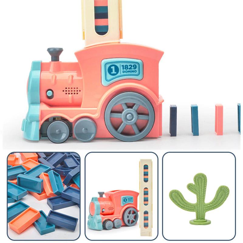 Set di giocattoli automatici con trenino domino in legno