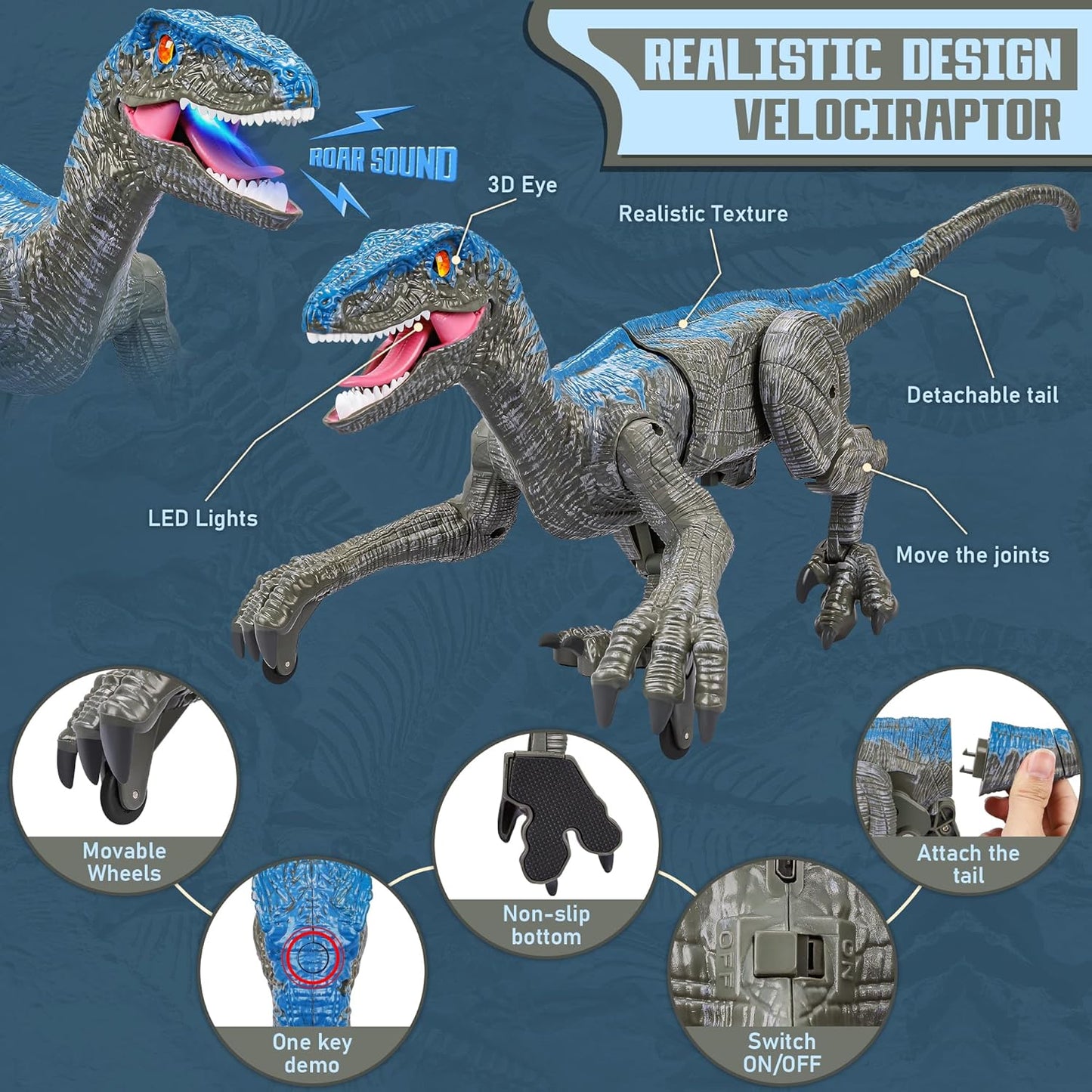 Dinosaurio de juguete para niños con control remoto