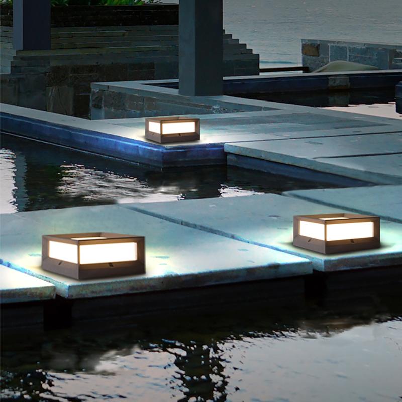Luz de Poste Solar LED para Jardín de Aluminio Negro