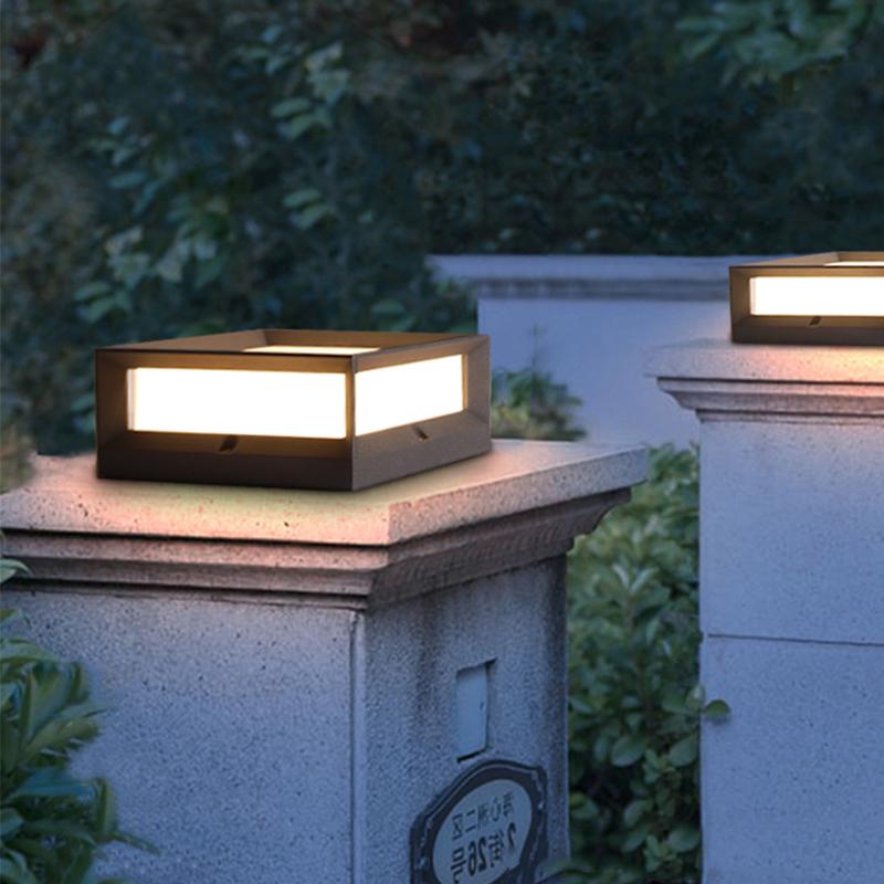 Luz de Poste Solar LED para Jardín de Aluminio Negro