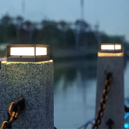 Luz de Poste Solar LED para Jardín de Aluminio Negro