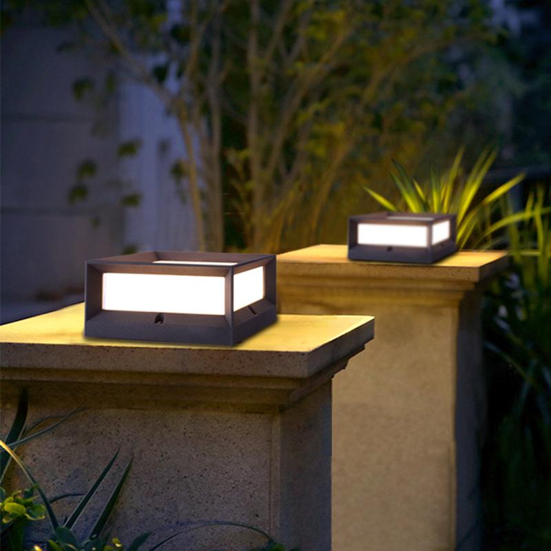 Luz de Poste Solar LED para Jardín de Aluminio Negro