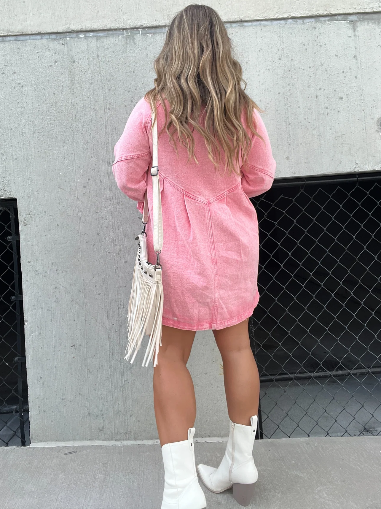 Galilea - Vestido midi de mezclilla con cuello vuelto chic