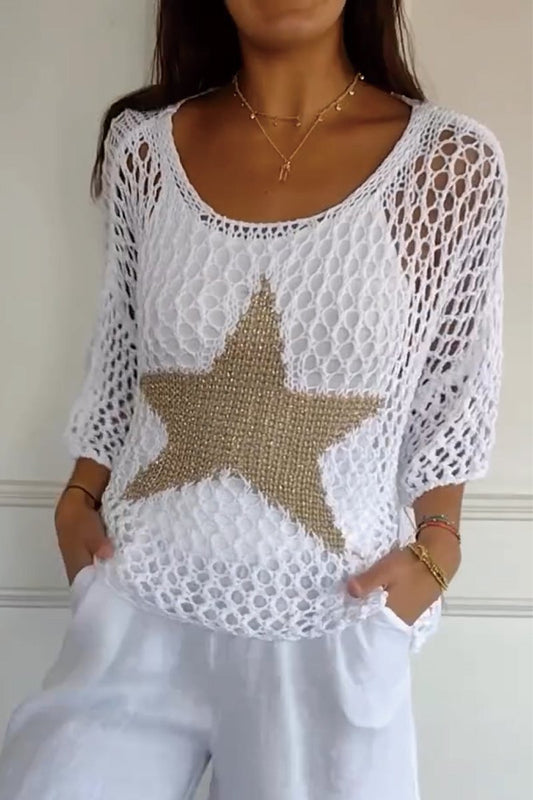 Piha | Elegante top in maglia all'uncinetto 