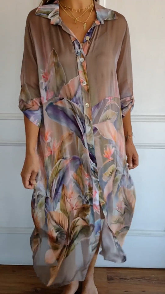 Isalyn | Vestido cómodo estampado y transparente