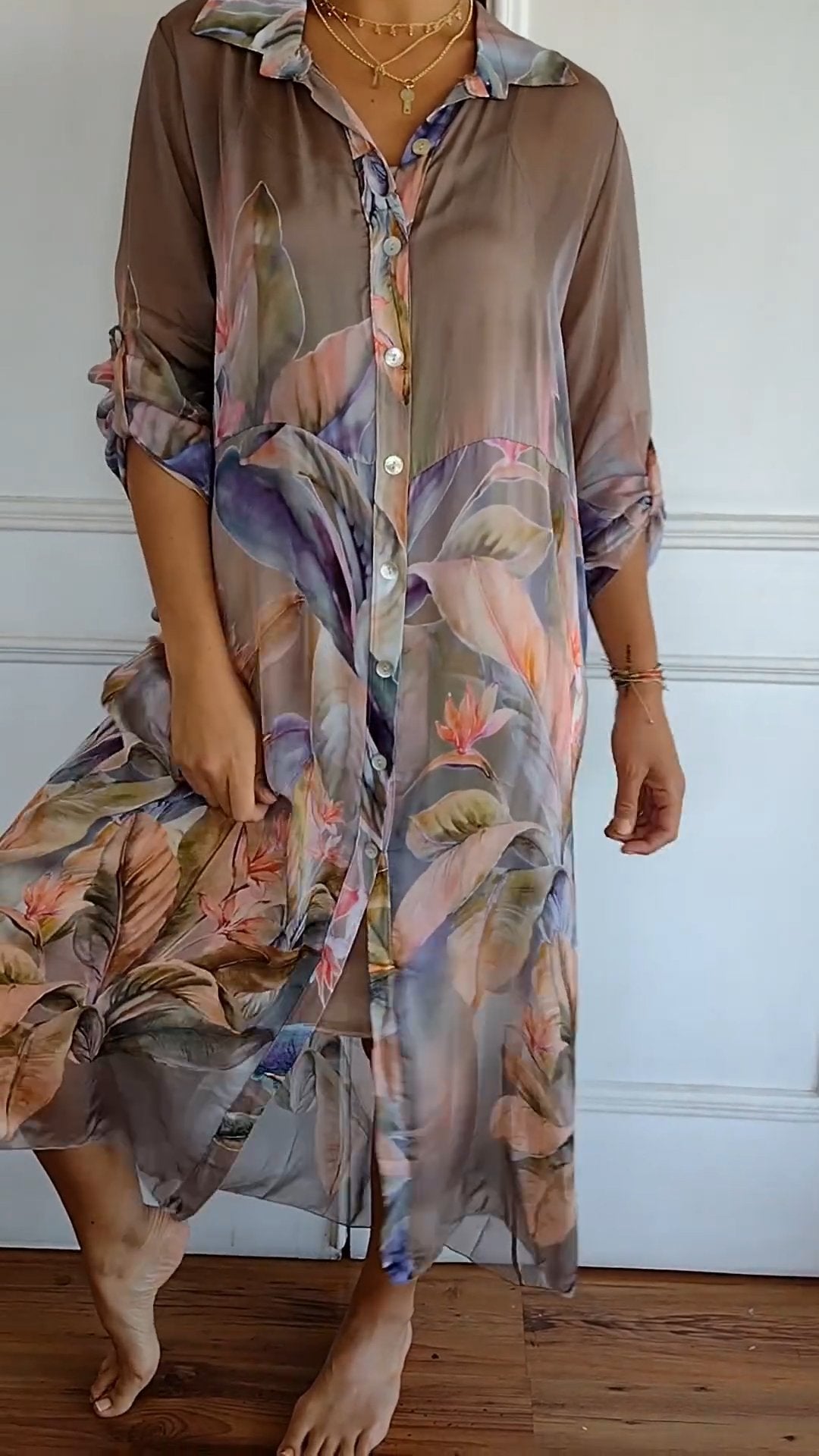 Isalyn | Vestido cómodo estampado y transparente