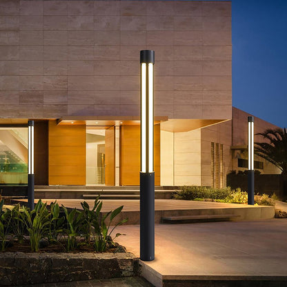 Luz de bolardo LED exterior Poste de aluminio negro