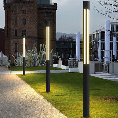 Luz de bolardo LED exterior Poste de aluminio negro