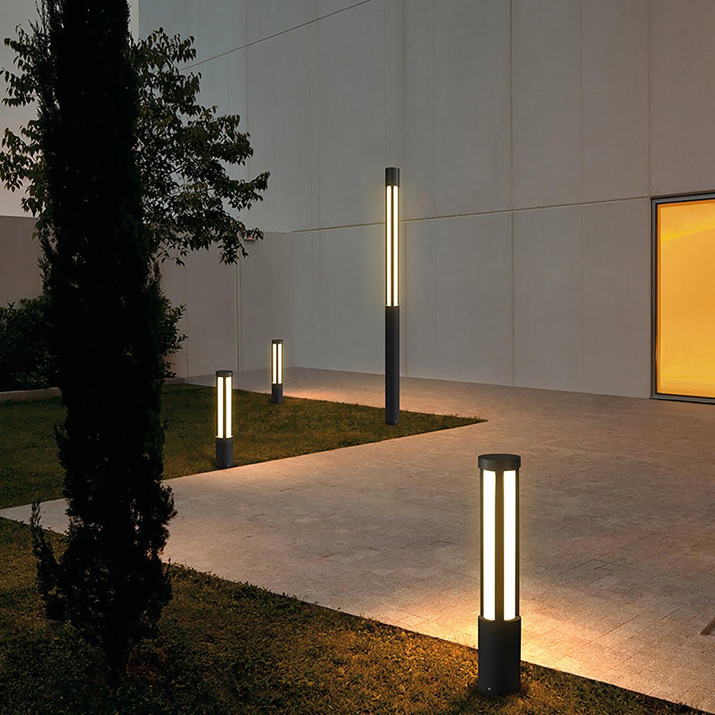 Luz de bolardo LED exterior Poste de aluminio negro
