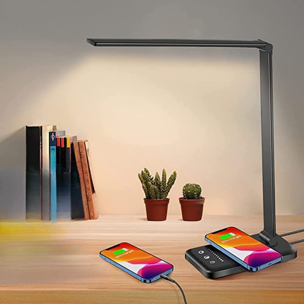 Lámpara de escritorio con LED ajustable y carga USB