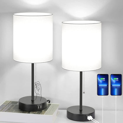 Lámparas de mesa con puertos USB modernas negras juego