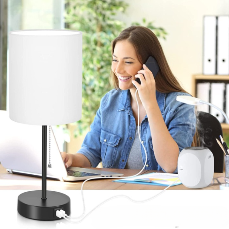 Lámparas de mesa con puertos USB modernas negras juego