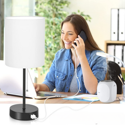 Lámparas de mesa con puertos USB modernas negras juego