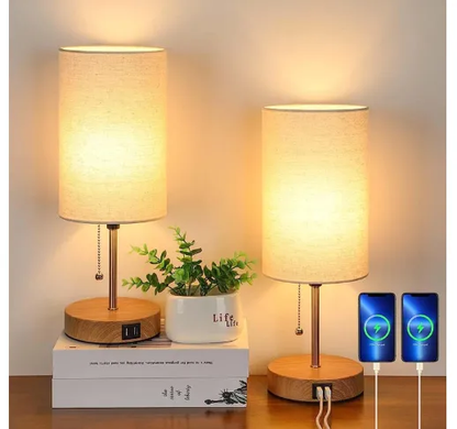 Lámparas de mesa con puertos USB modernas negras juego