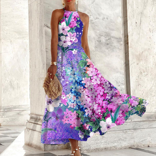 Eileen - Vestido largo floral con cuello halter