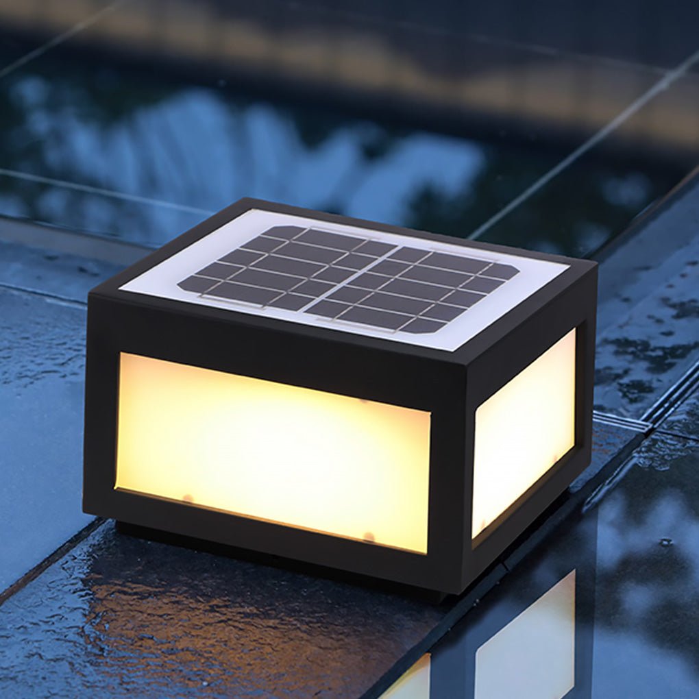 Lámpara de poste LED exterior negra solar