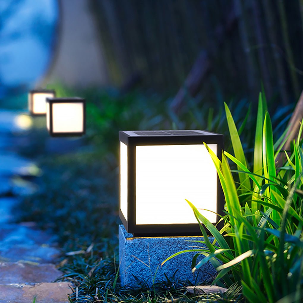Lámpara de poste LED exterior negra solar