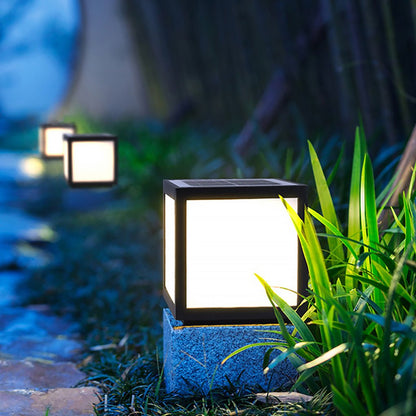 Lámpara de poste LED exterior negra solar