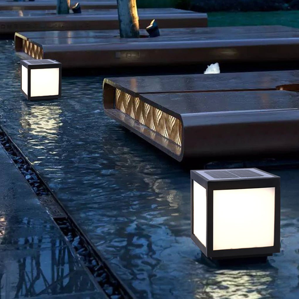 Lámpara de poste LED exterior negra solar
