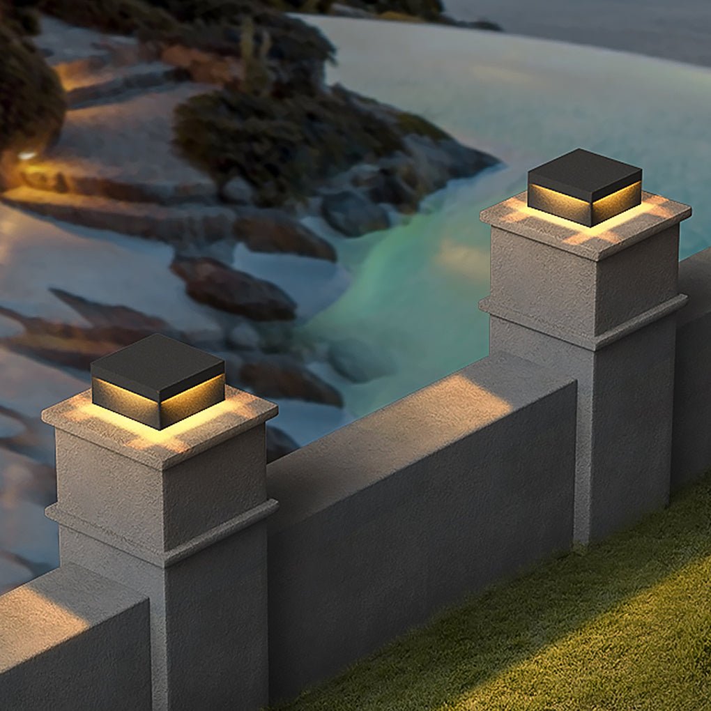 Farol de poste de acero inoxidable con luces solares para exteriores