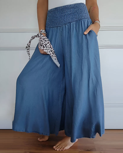 Pantalones de pierna ancha Saab con cintura elástica