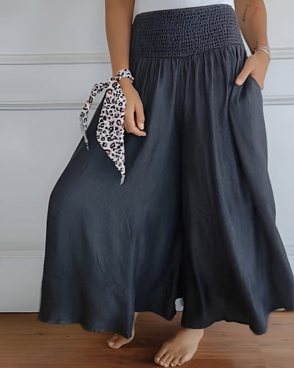 Pantalones de pierna ancha Saab con cintura elástica
