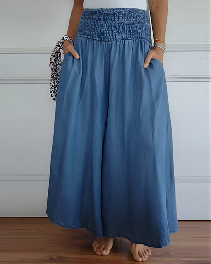 Pantalones de pierna ancha Saab con cintura elástica