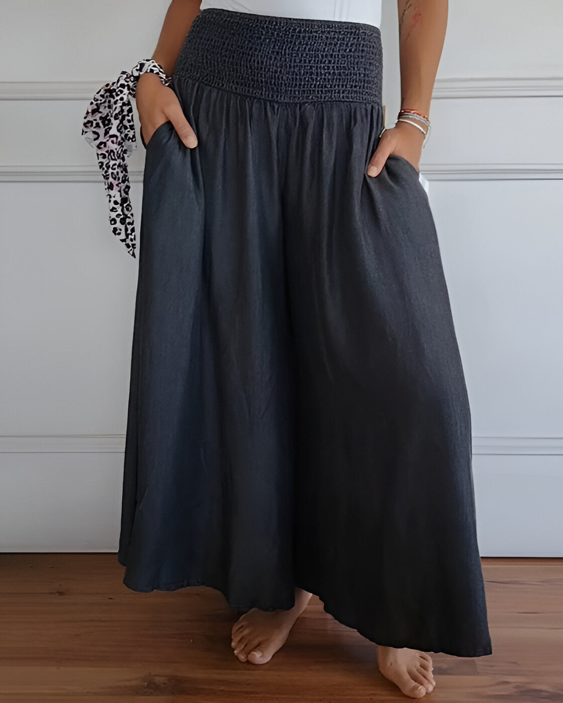 Pantalones de pierna ancha Saab con cintura elástica