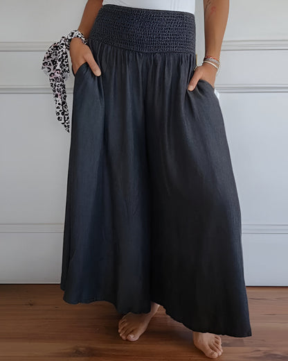 Pantalones de pierna ancha Saab con cintura elástica