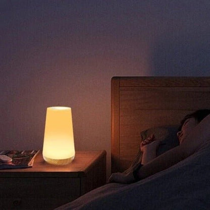 LED Table Lamp with Wooden Base and Touch Control