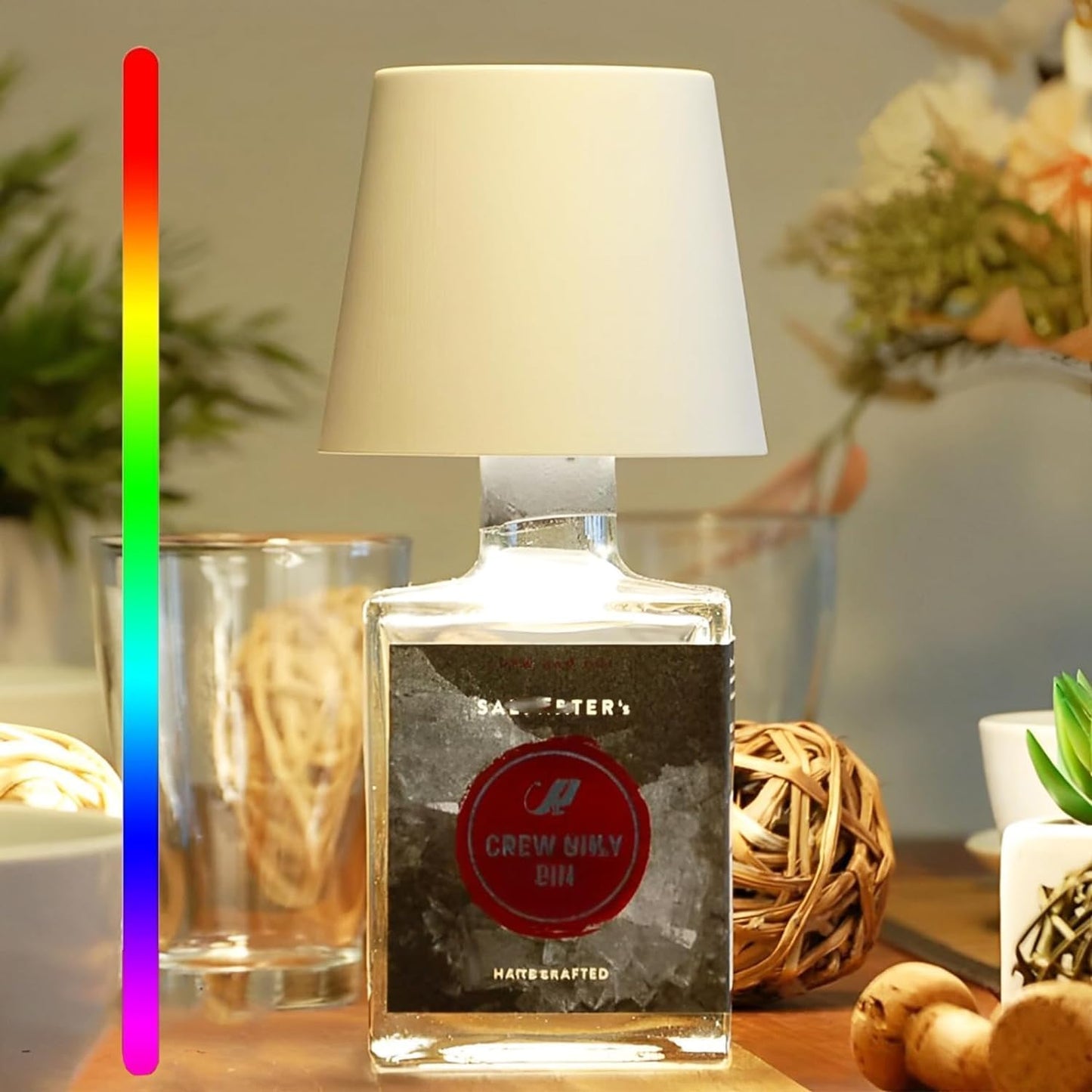 Table Lamp with Rechargeable LED Bottle Base