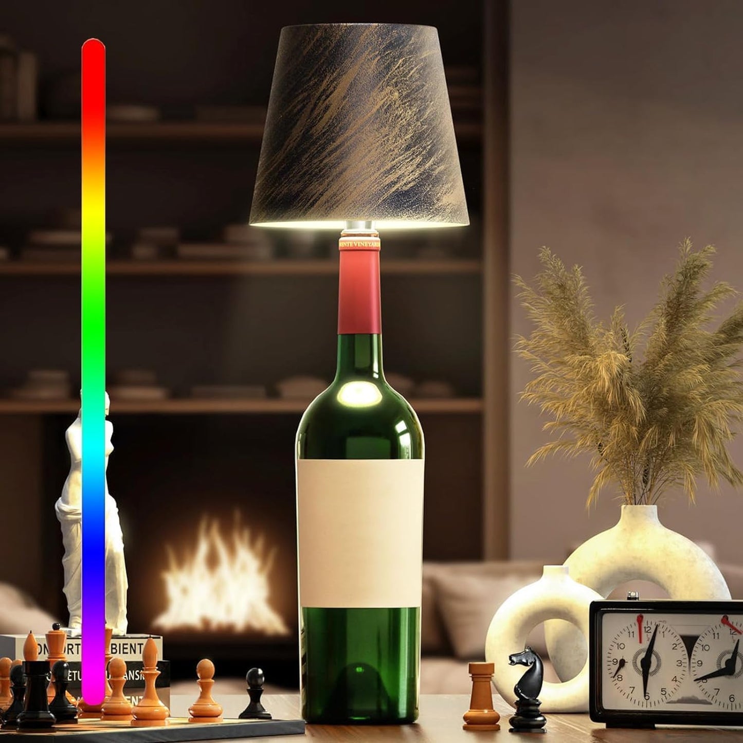 Table Lamp with Rechargeable LED Bottle Base