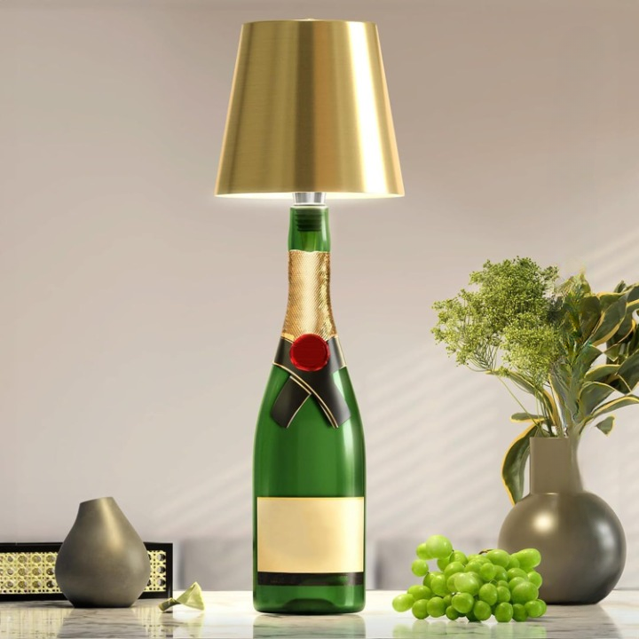 Table Lamp with Rechargeable LED Bottle Base