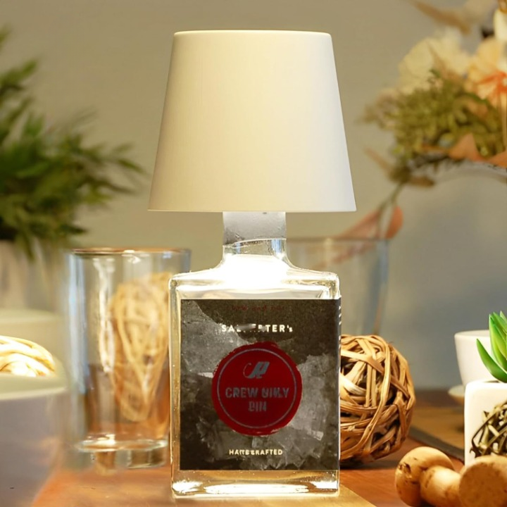 Table Lamp with Rechargeable LED Bottle Base
