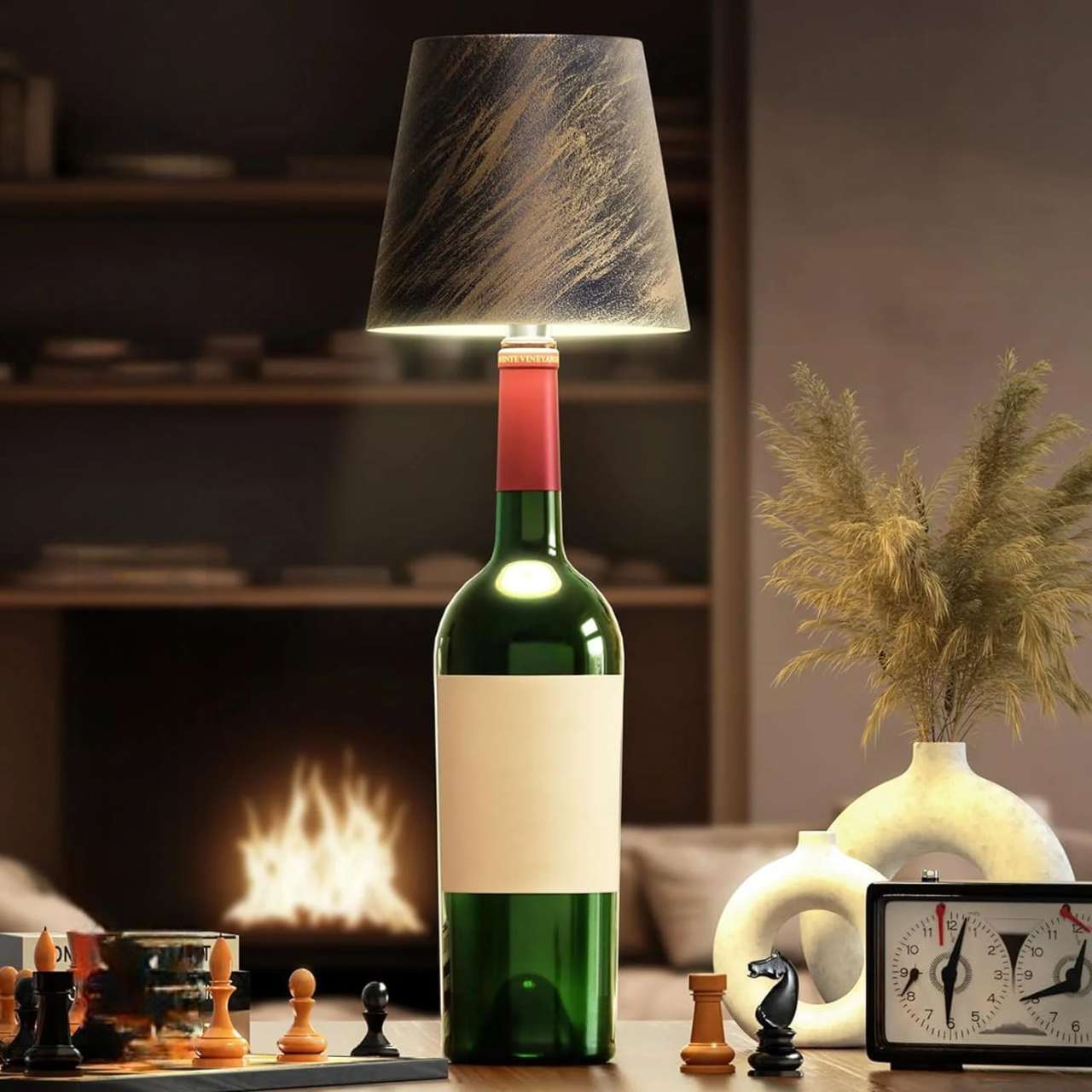 Table Lamp with Rechargeable LED Bottle Base