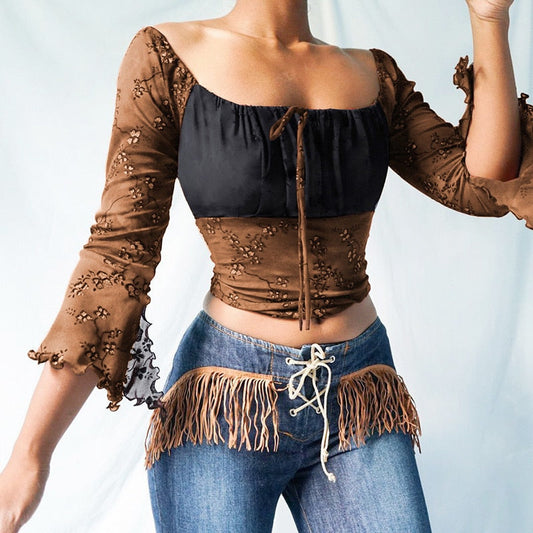 Blusa Marlene de manga larga con mangas acampanadas