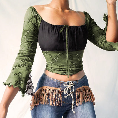 Blusa Marlene de manga larga con mangas acampanadas