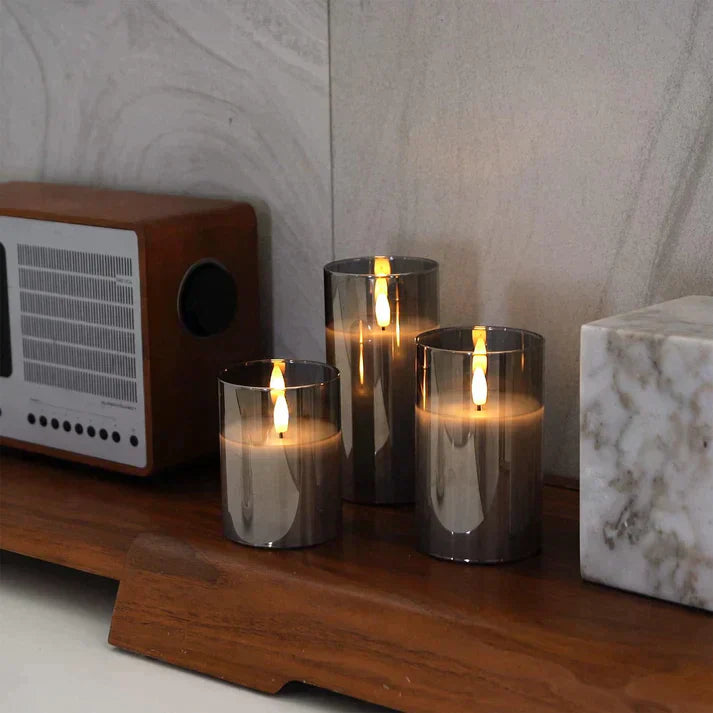 Candle Light Glass Table Lamp Set