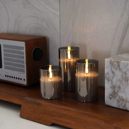 Candle Light Glass Table Lamp Set
