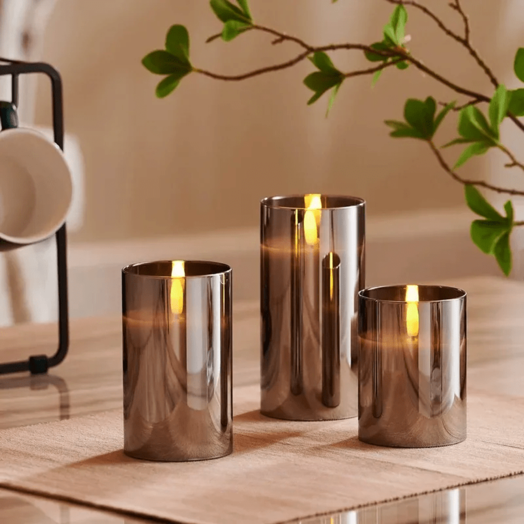 Candle Light Glass Table Lamp Set