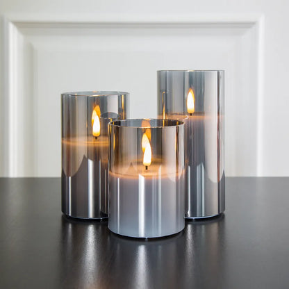 Candle Light Glass Table Lamp Set