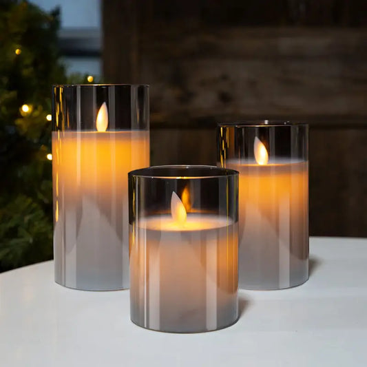 Candle Light Glass Table Lamp Set